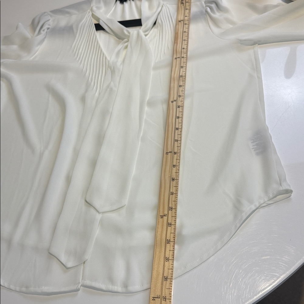J. Crew White Tie-Neck Blouse Size 8 - Picture 5 of 8